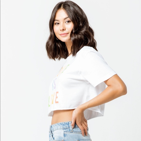 HP! NWT Full Tilt Love Is Love Crop Tee - Picture 4 of 6